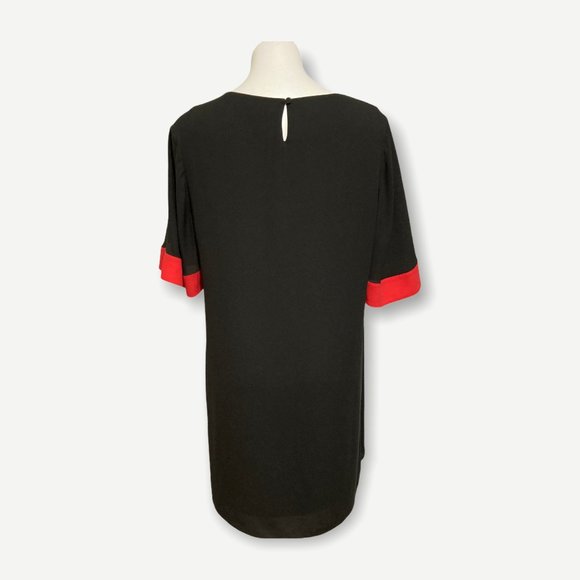 BCBGMAXAZRIA Medium Philippo Black Red Cuffs Mini Dress - Picture 5 of 8